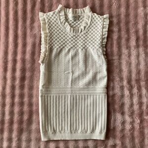 Wilfred Cream Textured Knit Ruffle Sleeveless Top XS